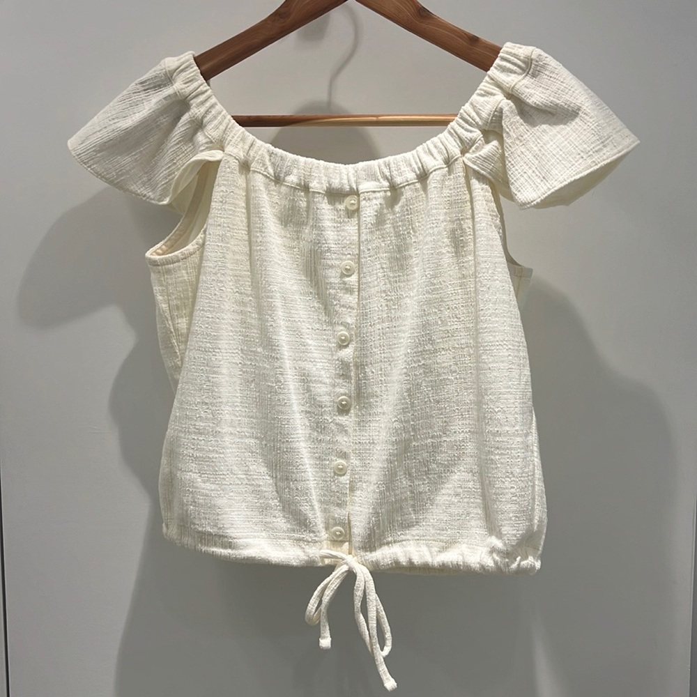 Madewell White Off-Shoulder Top, Small